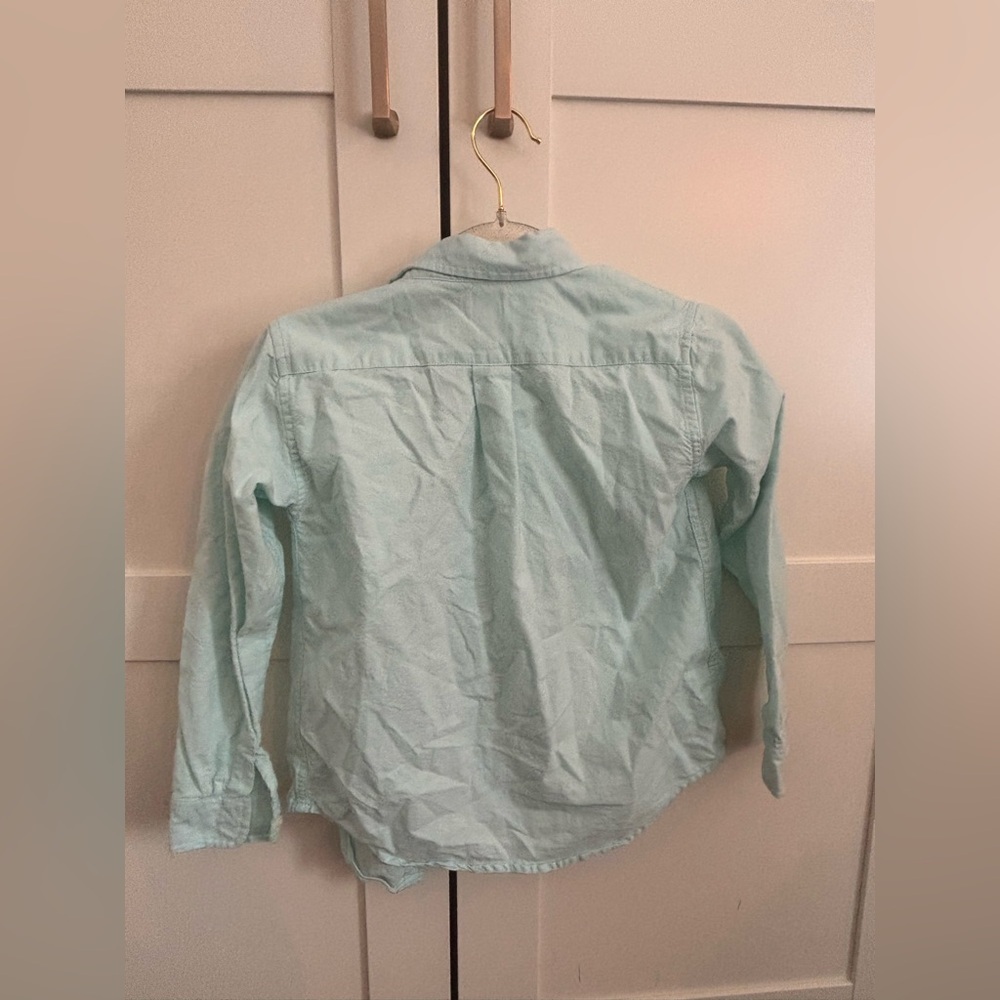 Janie and Jack Mint Green Button-Down Shirt Cotton Spring Little Boys Size 7 - Picture 2 of 5